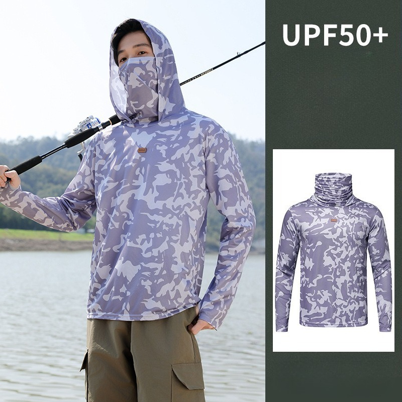 Fishing Shirt Hooded Men Sunsc - Fishing Mask Sun Protection 评论和价格