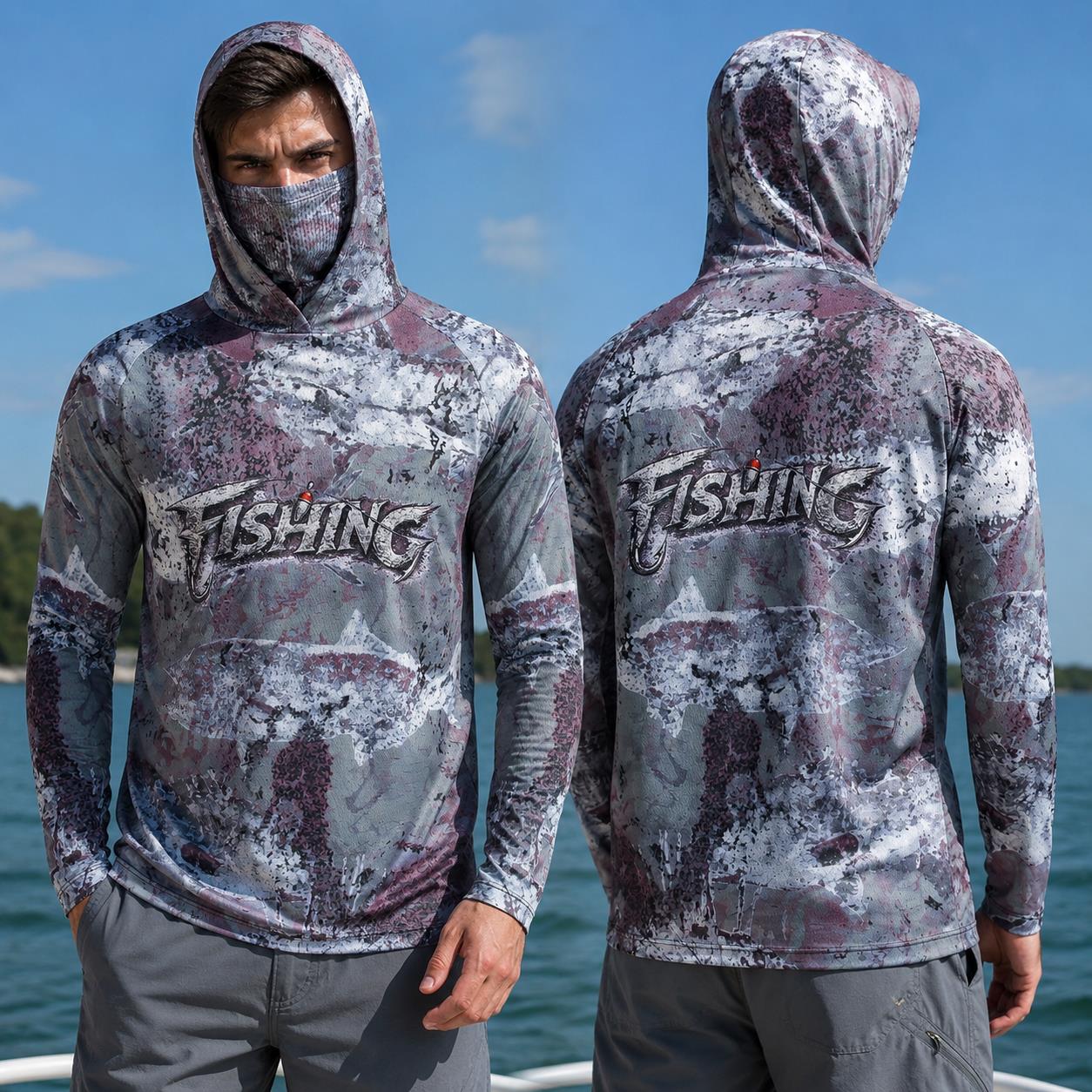 Fishing Shirt Hooded Men Fishi - Fishing Mask Sun Protection 评论和价格